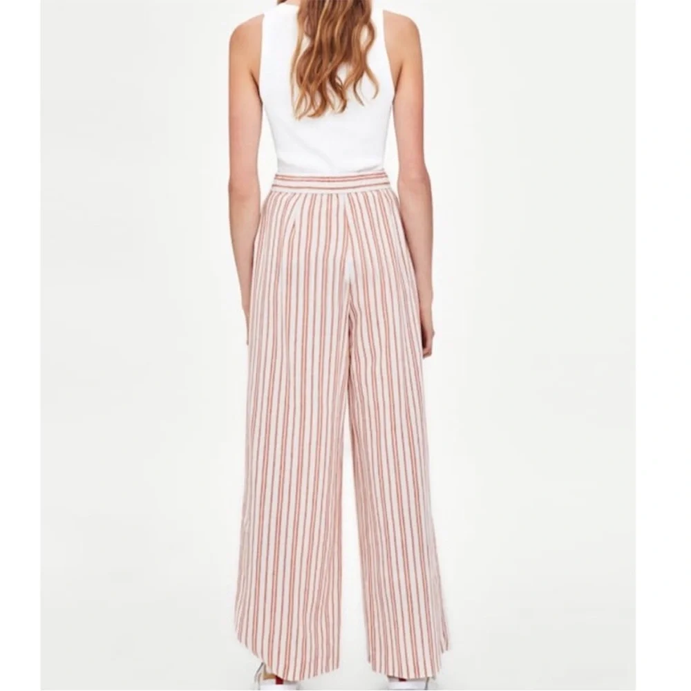 Zara TRF Collection Striped Wide Leg Trousers Medium NWOT